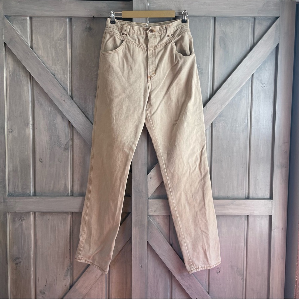 VTG Ozark Tan Denim High Rise Straight Cowgirl Rancher Jeans size 11/12